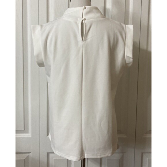 One Eleven North White Shirt Size L High Neck Cap Sleeves - Picture 7 of 10